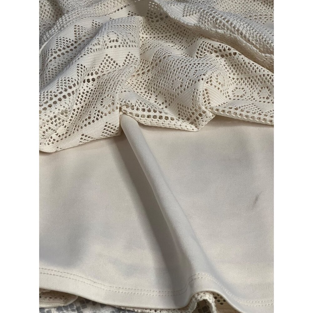 Papaya Size L Sleeveless Ivory Crochet Fit & Flare Dress Back Zipper Closure - Picture 10 of 16